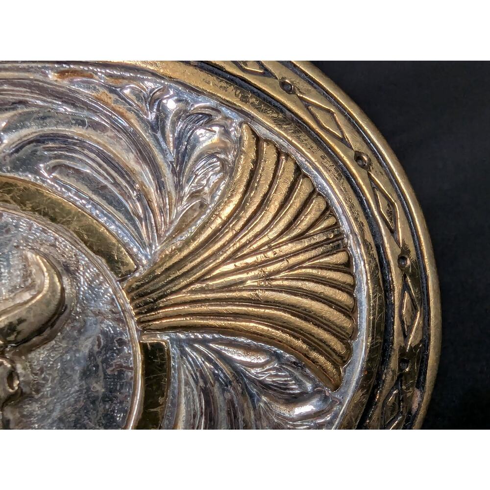 Award Design Medals Vintage Western Bull Skull Belt Buckle Silver Plated Gold... - Picture 8 of 12